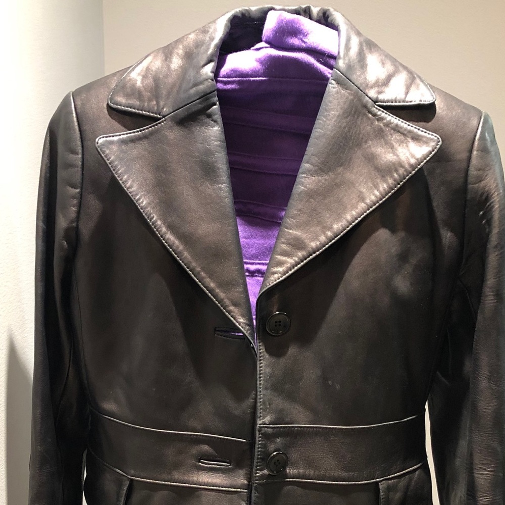 Ann Taylor Women Leather Jacket, Size 2, Black